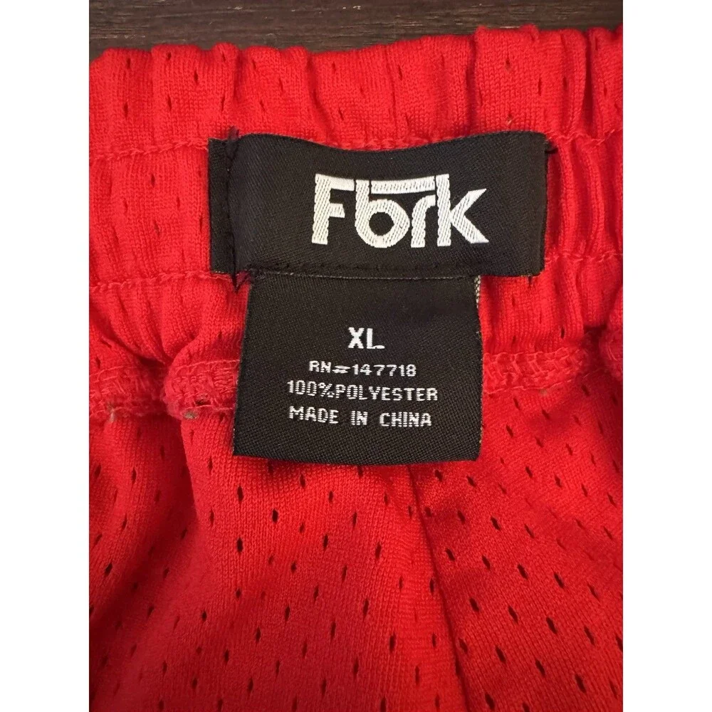 Fbrk Men’s XL Basketball Shorts Red Striped Mesh Drawstring